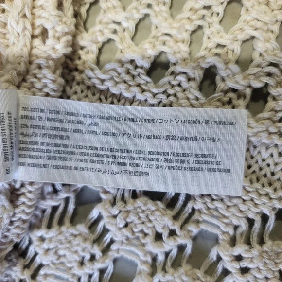 Hollister Women's Beige Knit Open Front Long Sleeve Fringe Cardigan Size Medium - Picture 3 of 9